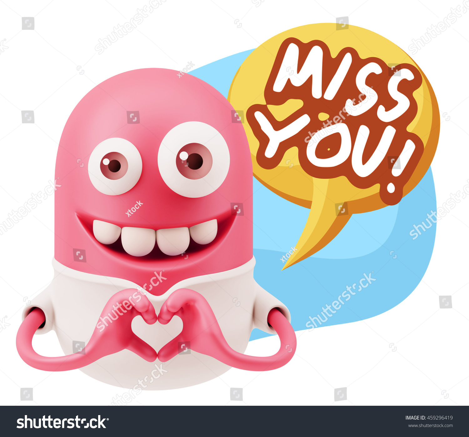 3d Rendering Emoticon Saying Miss You Stock Illustration 459296419 ...