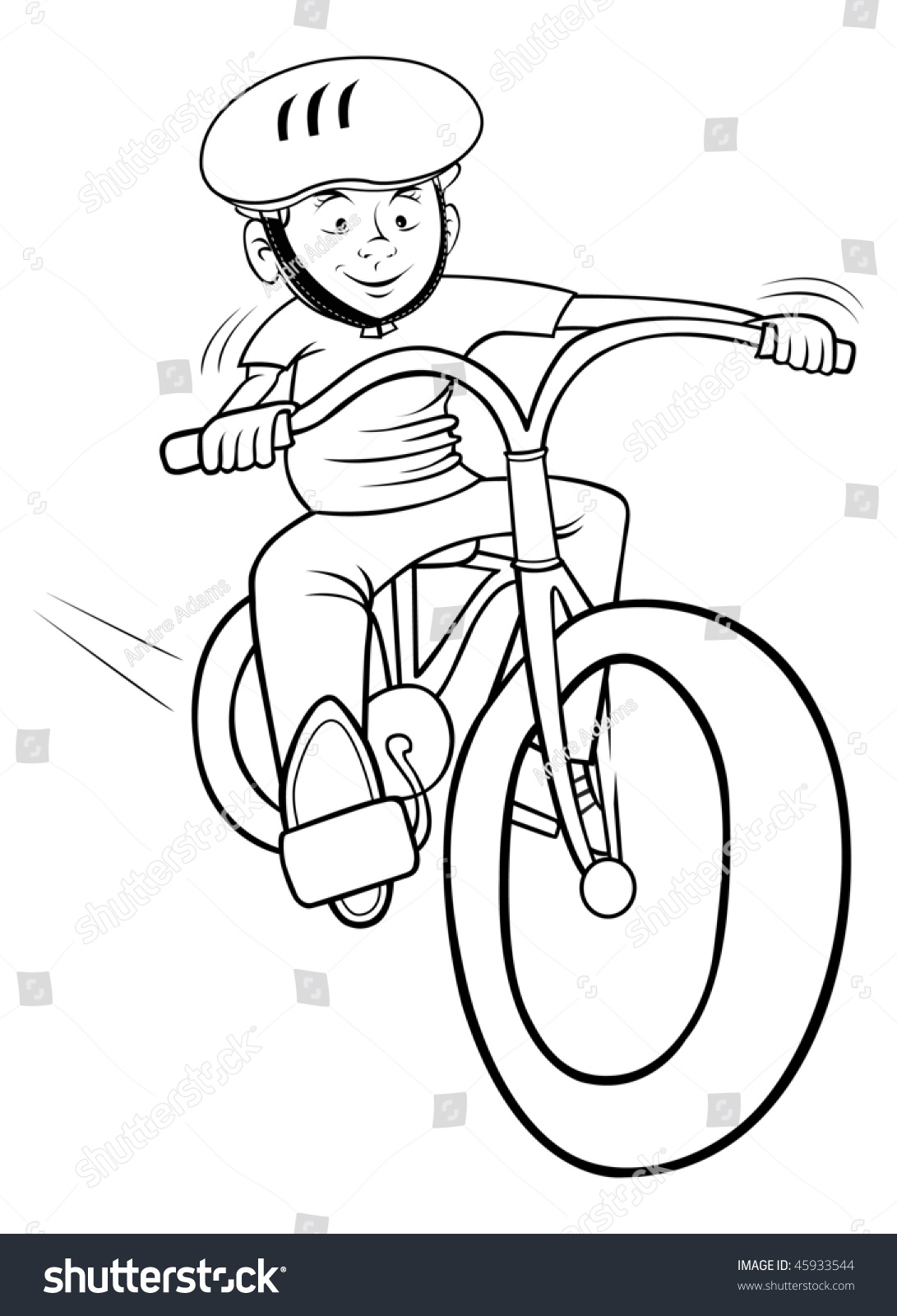 Юный велосипедист рисунок черно белый