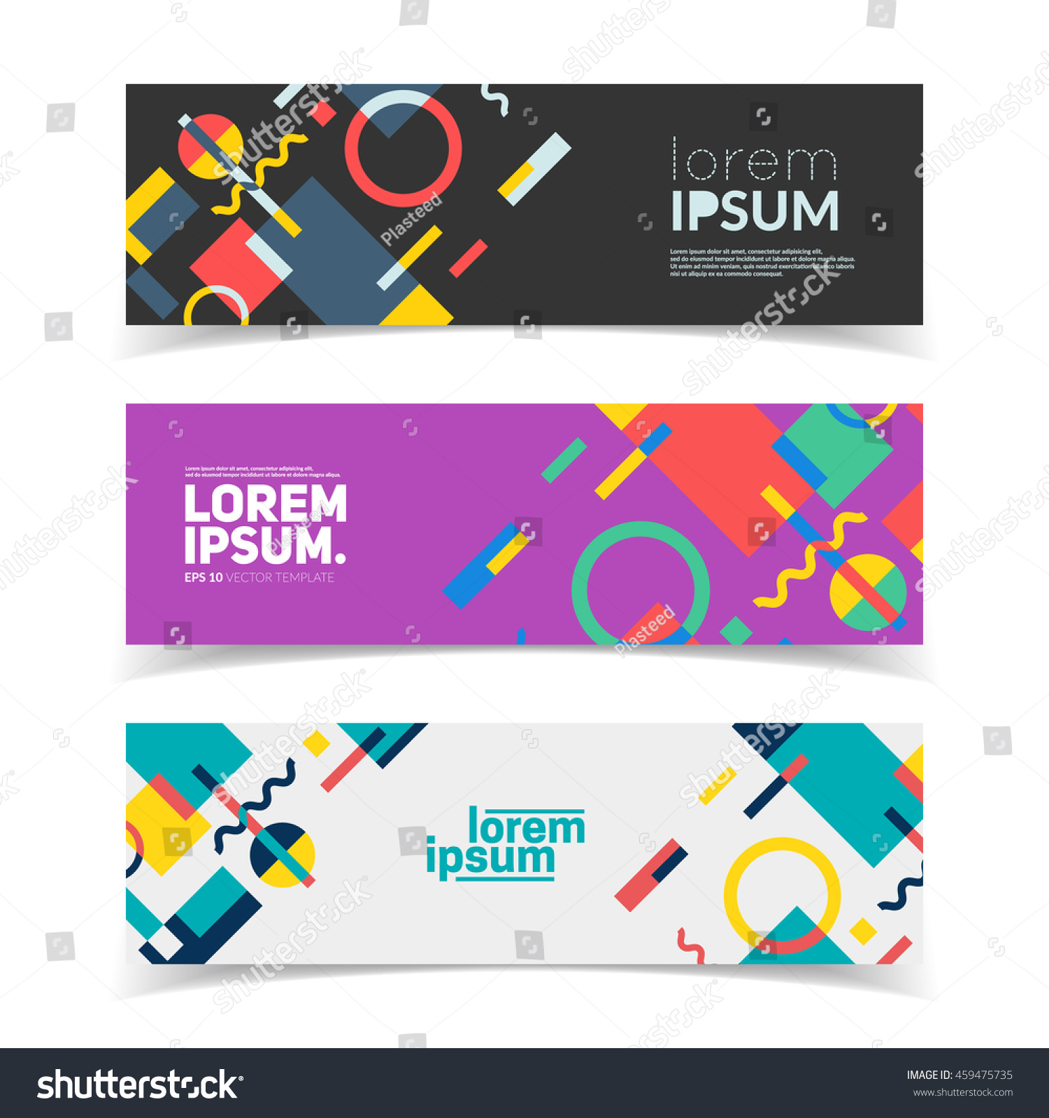 Minimal Banners Set Colorful Geometric Shapes Stock Vector (Royalty ...