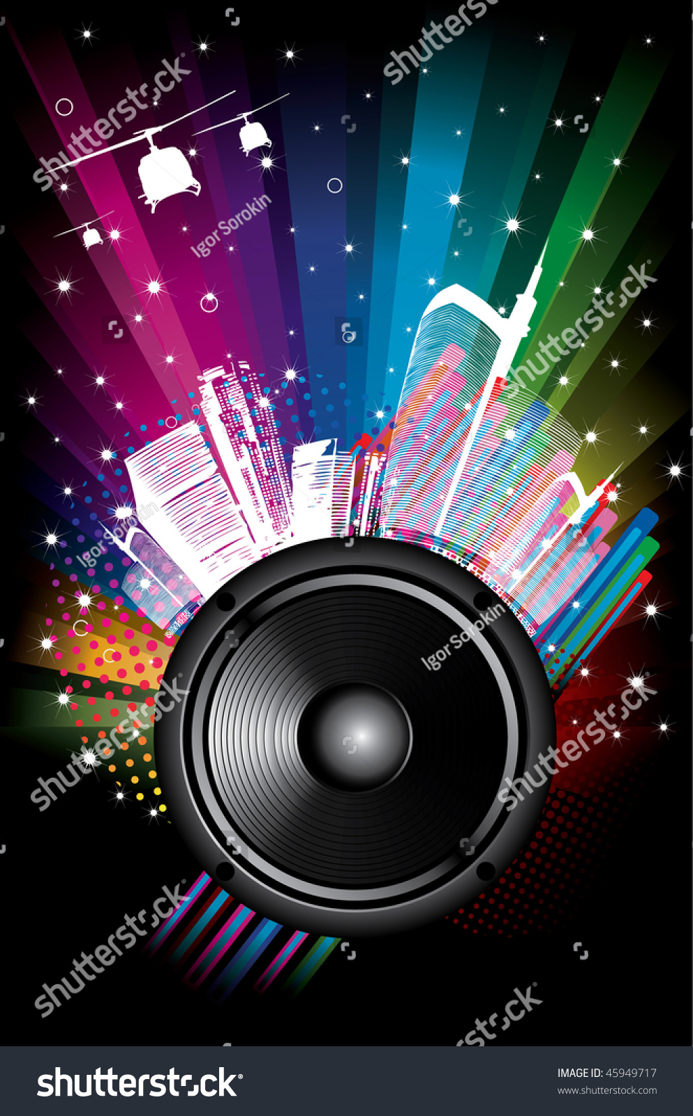 Rainbow Disco Background City Speaker Stars Stock Vector (Royalty Free ...