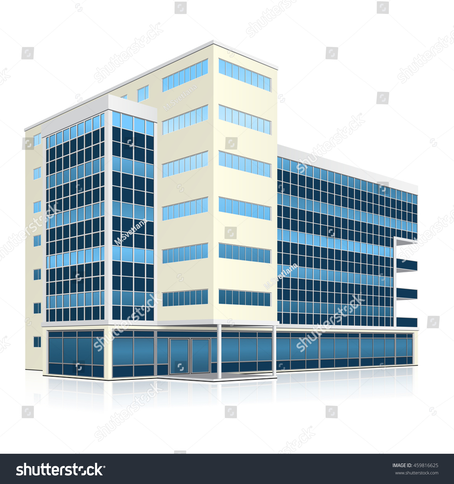 Office Building Entrance Reflection On White Stock Vector (Royalty Free ...