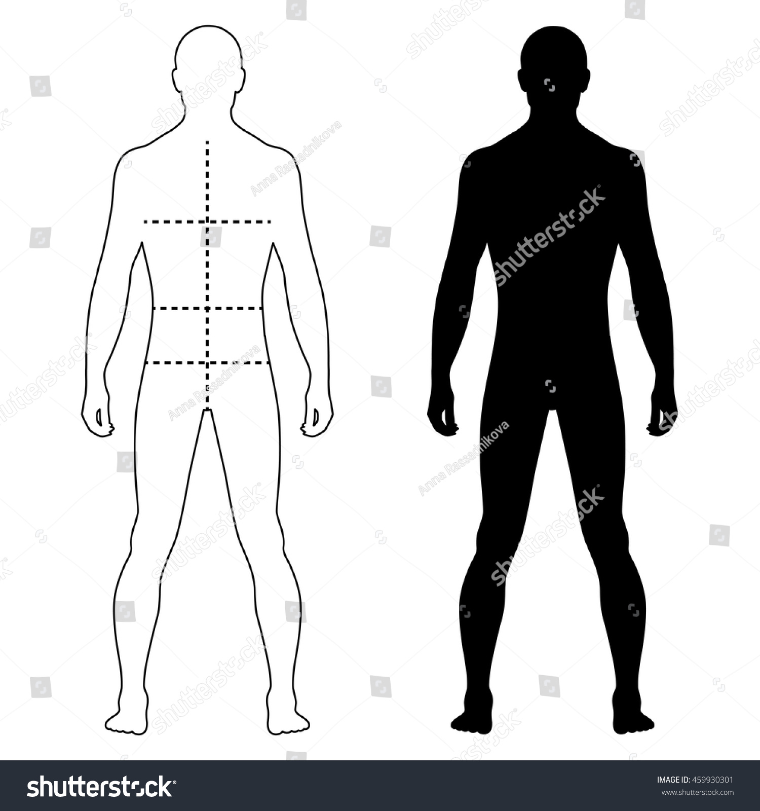 Fashion Man Full Length Outlined Template Stock Vector (Royalty Free ...