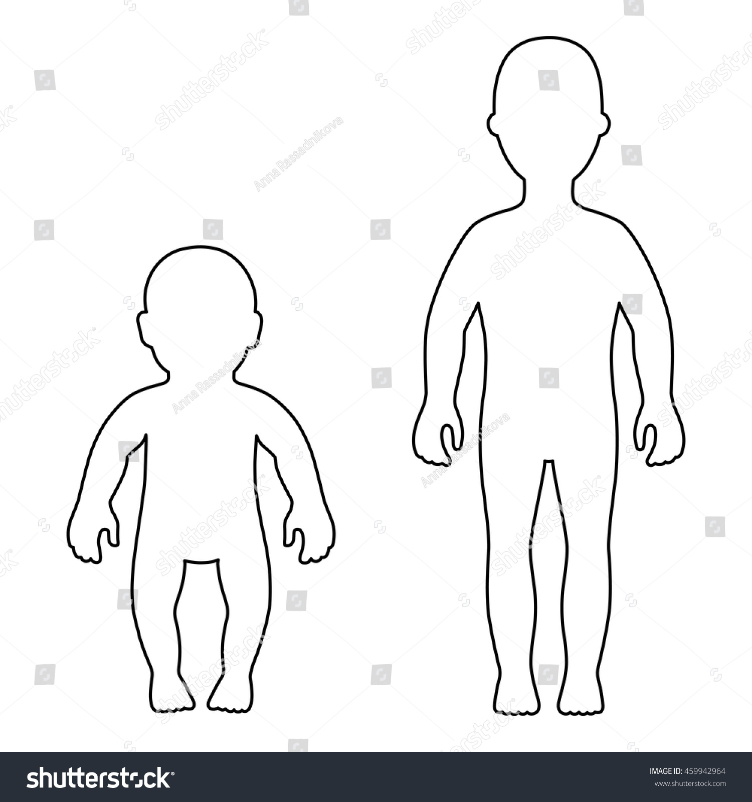 Full Length Front Outlined Silhouette Child Stock Vector (Royalty Free ...