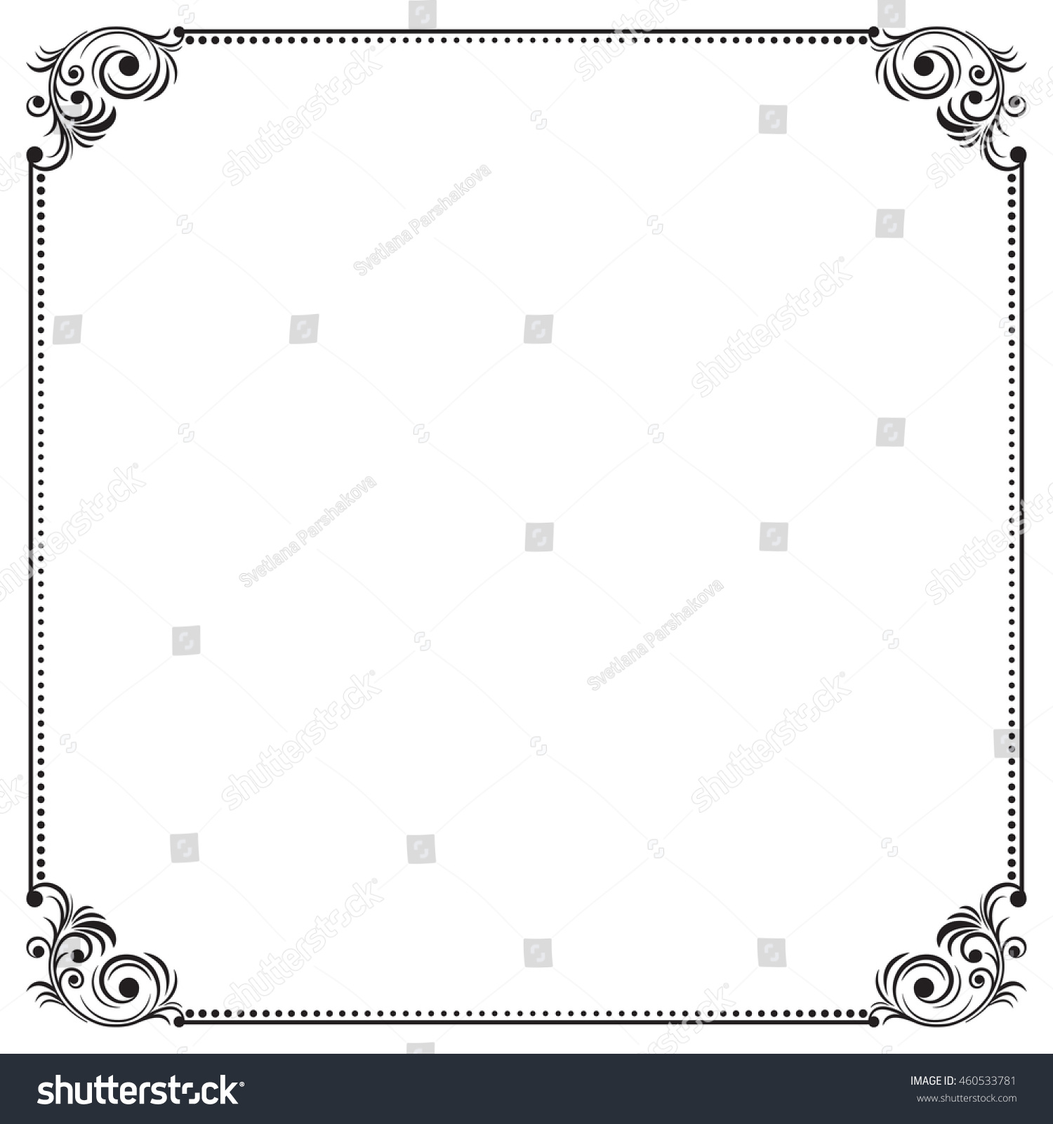 Ornate Black Square Border Stock Vector (Royalty Free) 460533781 ...