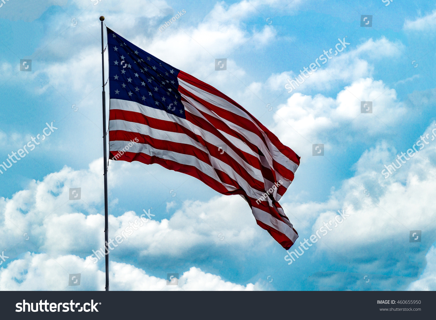 American Flag Blue Sky Background Stock Photo 460655950 | Shutterstock