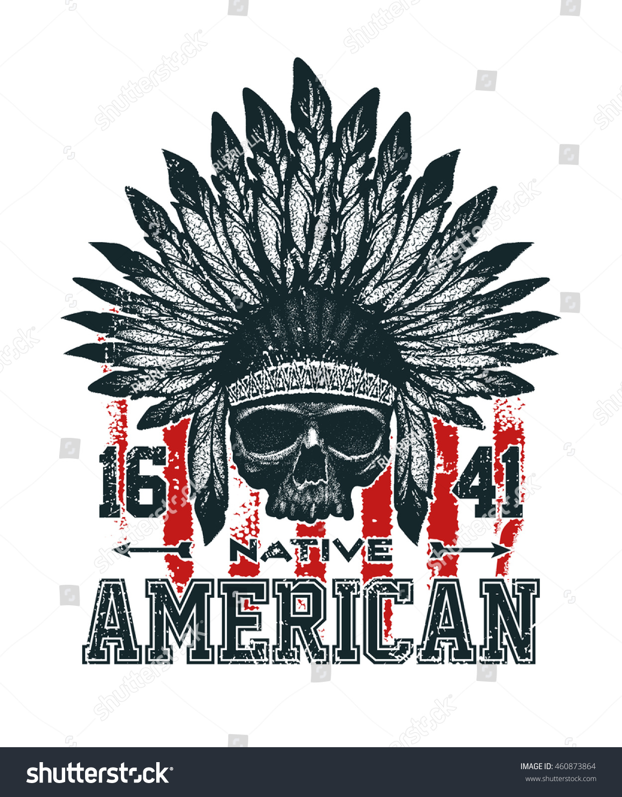 Skull Indian Chief Hand Drawing Style Stock Vector (Royalty Free ...