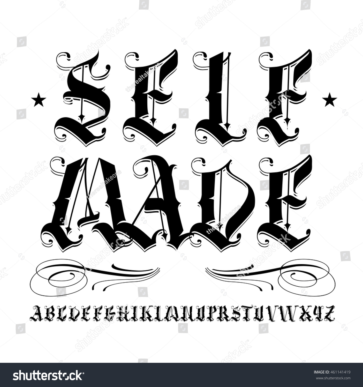 Famous Tattoo Old English Vector Lettering Stock Vector (Royalty Free ...