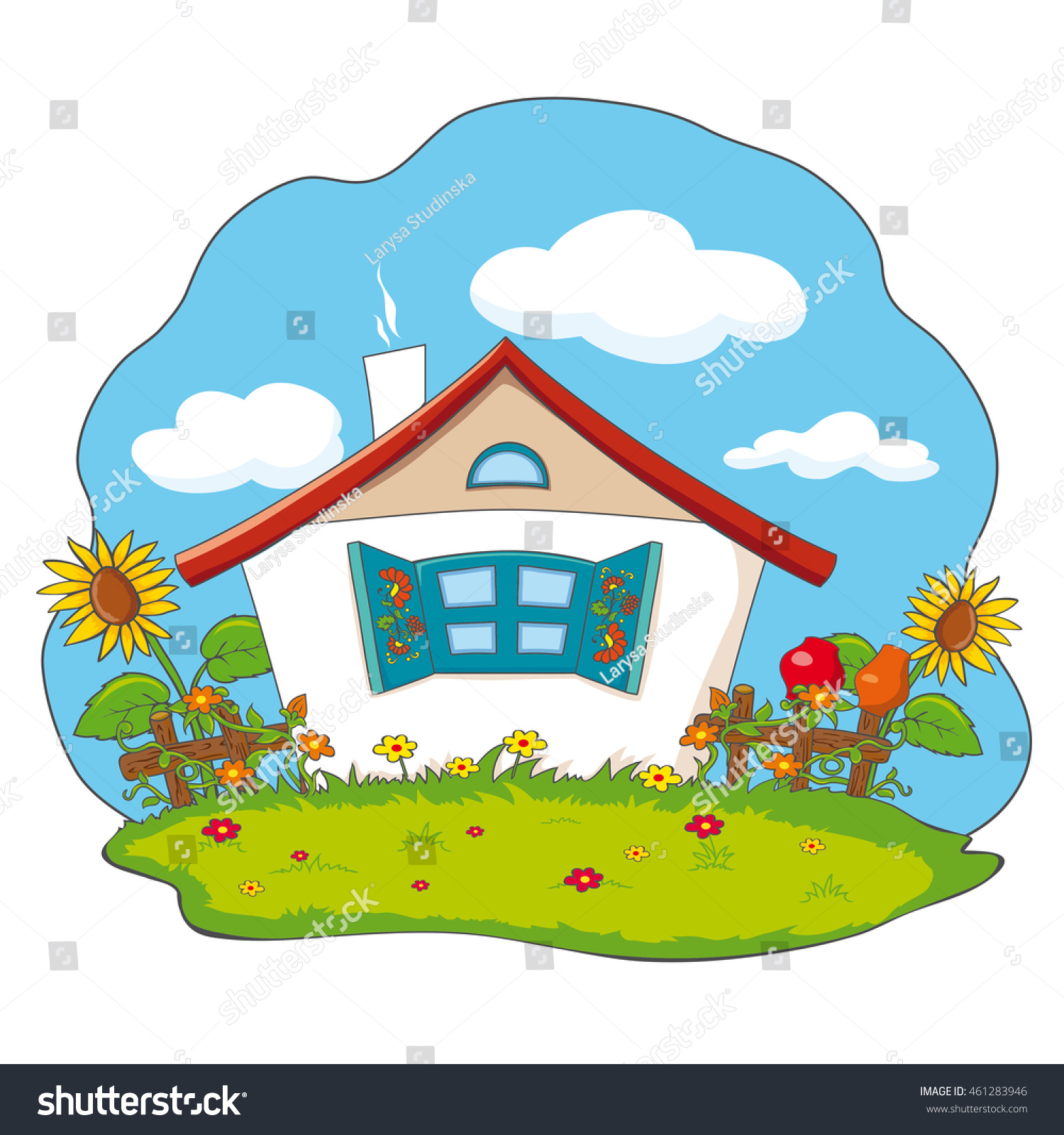 Cartoon Rural House Stock Vector (Royalty Free) 461283946 | Shutterstock