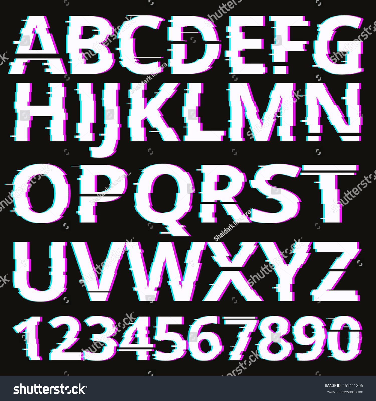 Vector Glitch Fonts Pack Stock Vector (Royalty Free) 461411806 ...