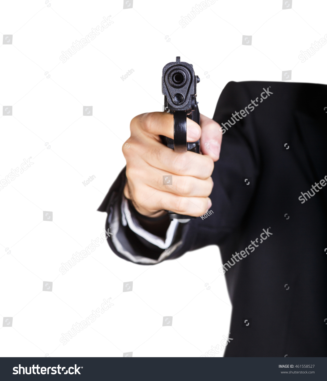 Стоковая фотография 461558527: Man Pointing Gun Camera Shutterstock.