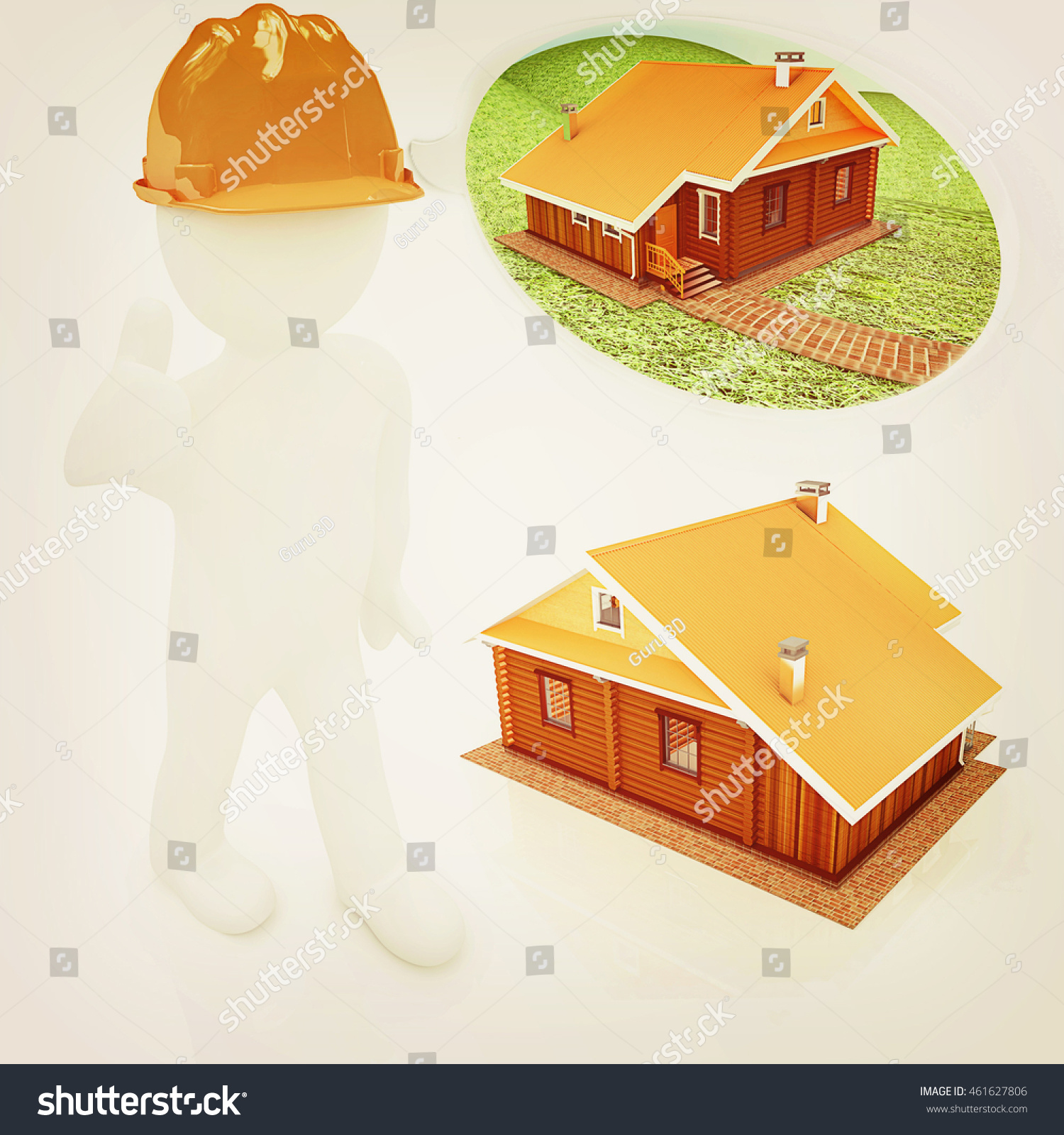 3d Architect Hard Hat Thumb Real Stock Illustration 461627806