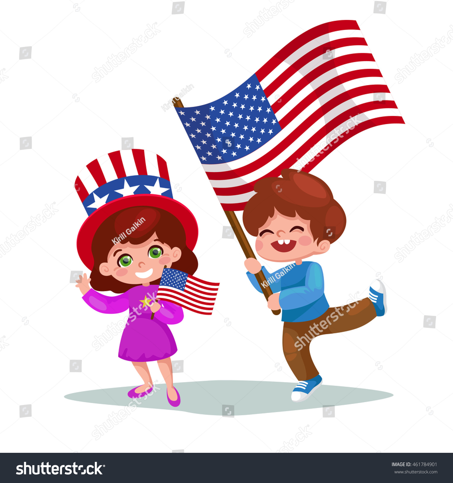 Ребёнок с американским флажком