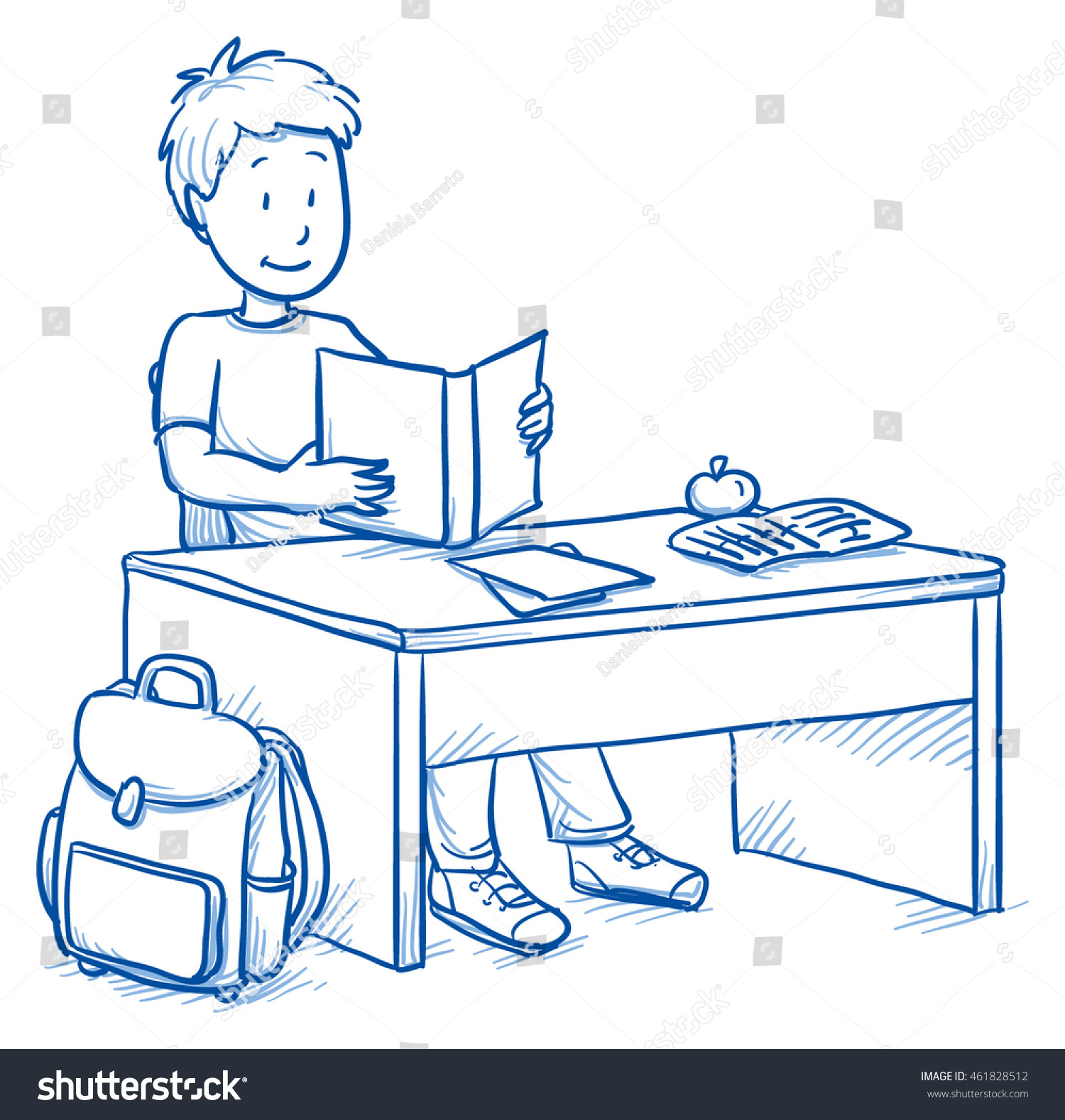Иллюстрация мальчика за уроками