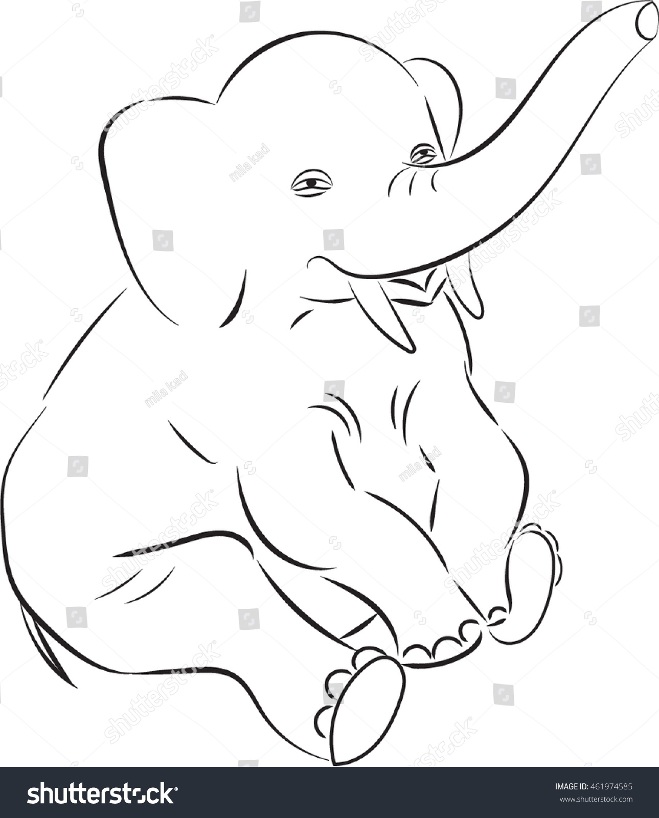 Рисунок слона сидячево