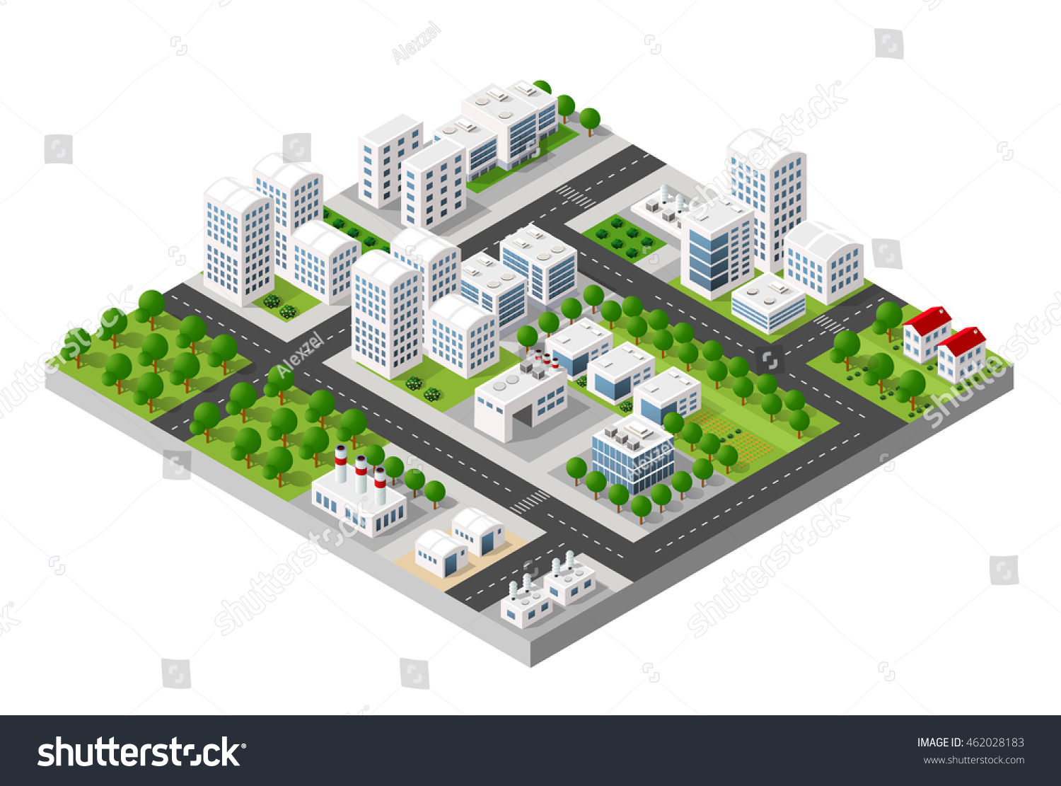 Top View City Construction Industry Isometric Stock Vector (Royalty ...