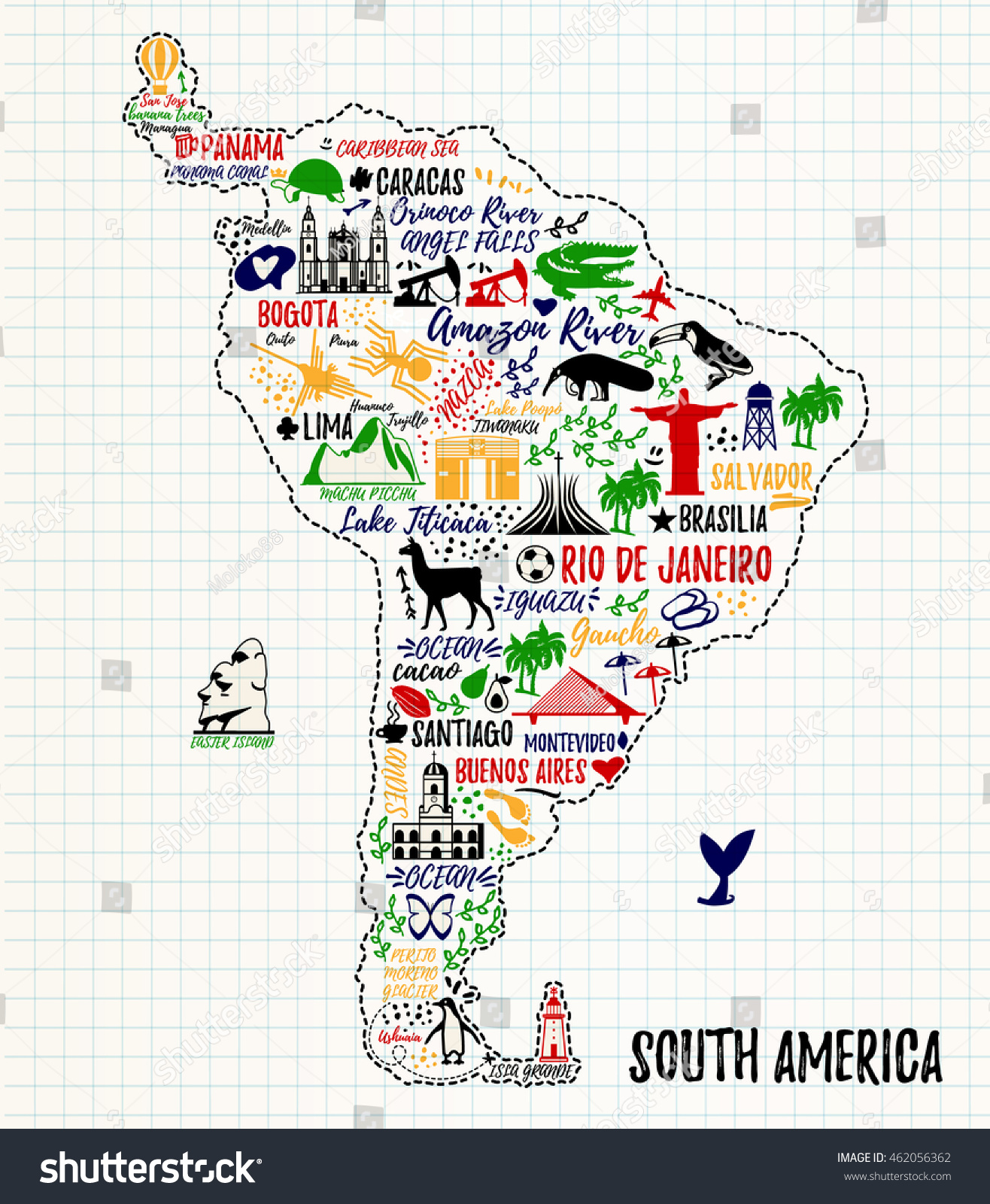 Typography Poster South America Map South Stock Vector (Royalty Free ...