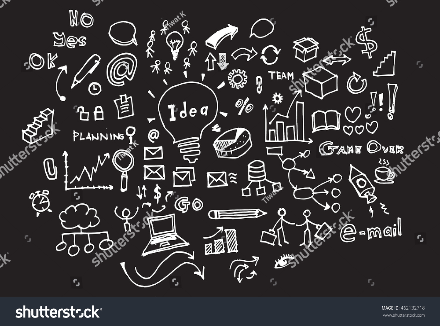 Hand Drawn Business Icon Set Stock Vector (Royalty Free) 462132718 ...