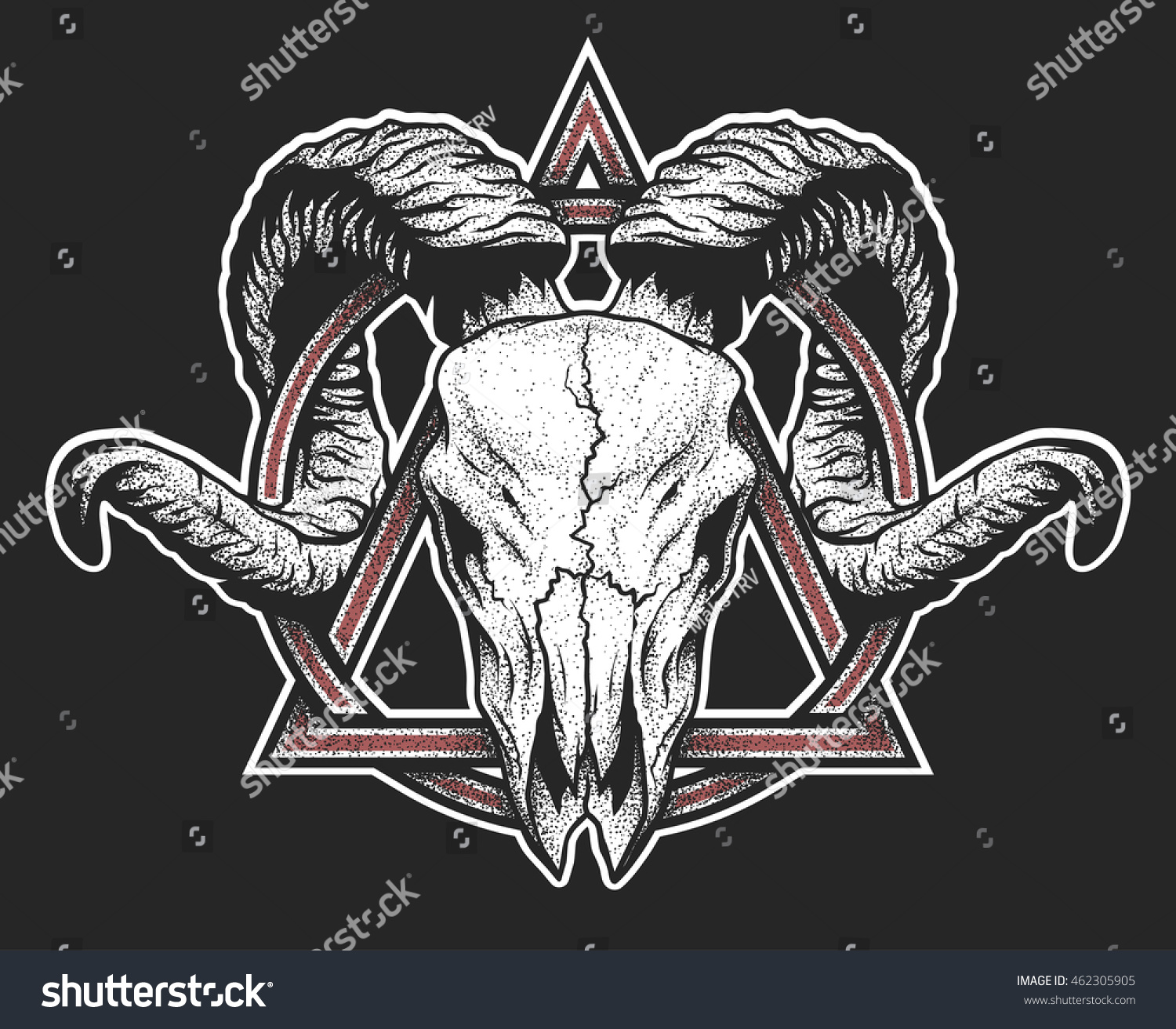 Ram Skull Geometric Symbol Dotwork Style Stock Illustration 462305905 ...