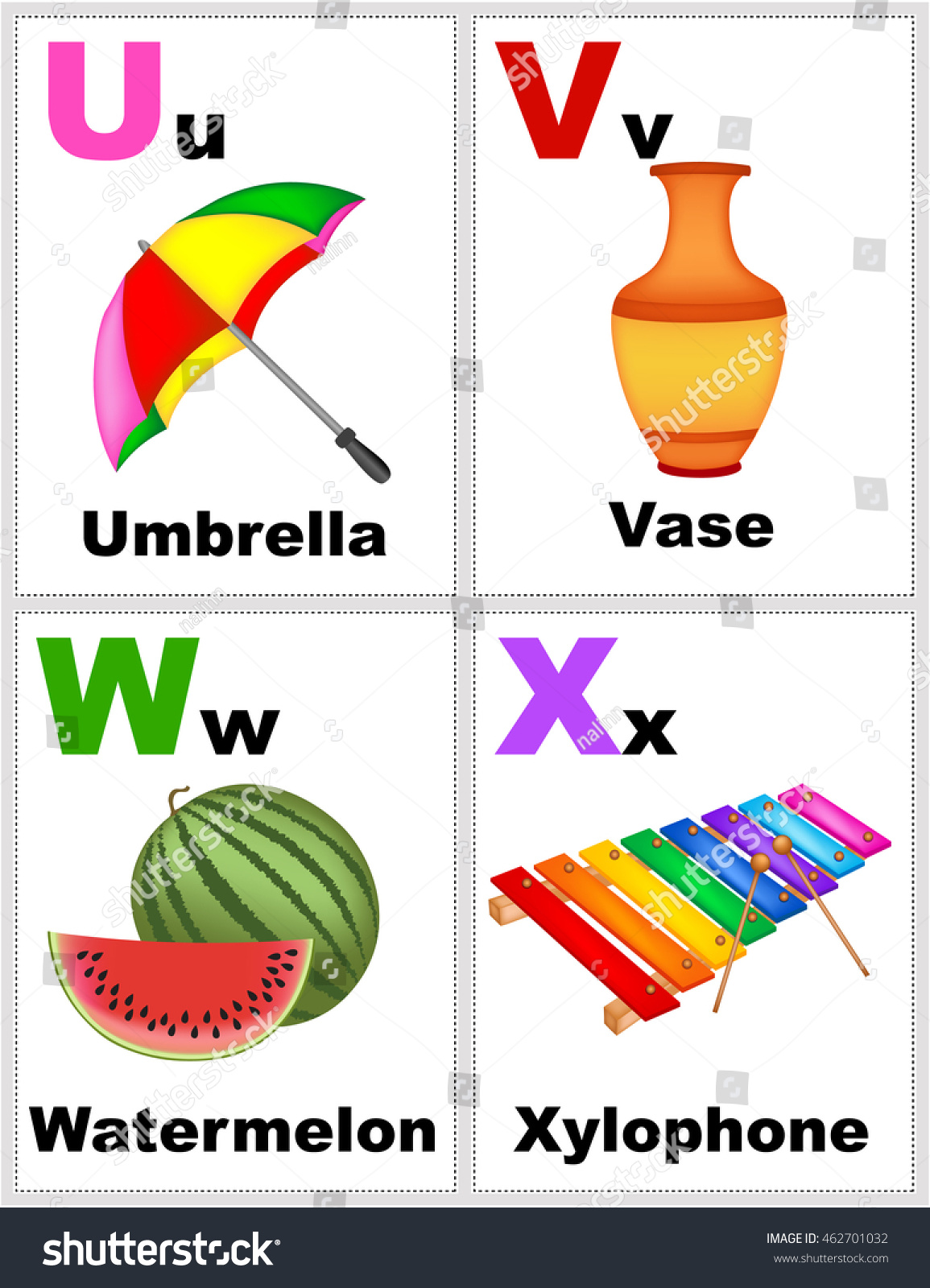 alphabet printable flashcards collection letter u stock illustration 761450554 shutterstock