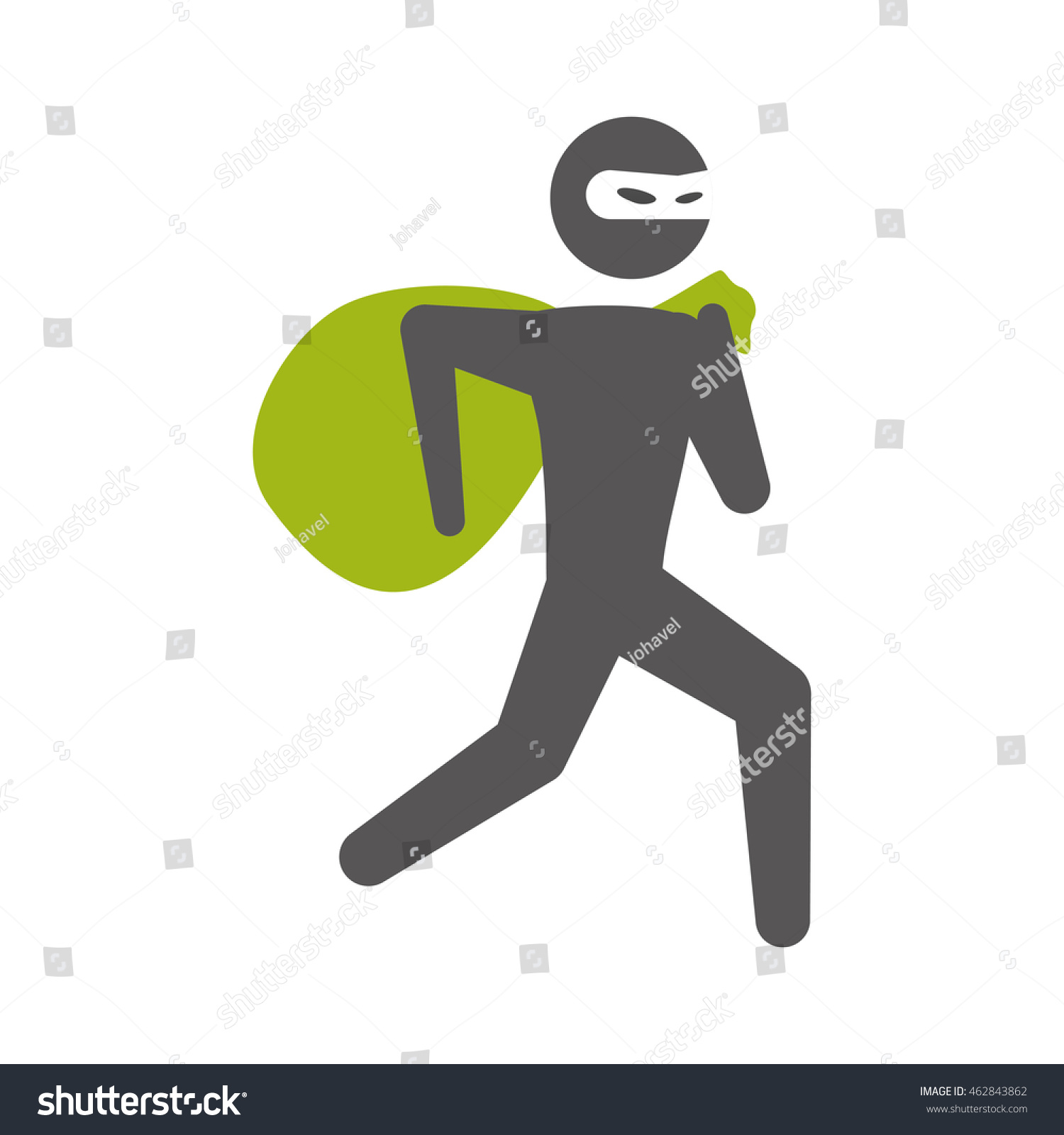 Thief Bag Pictogram Cartoon Protection Insurance Stock Vector (Royalty ...