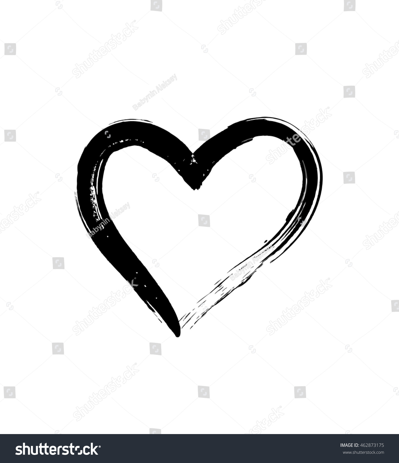 Black Brush Drawing Heart Isolated On Stock Vector (Royalty Free ...