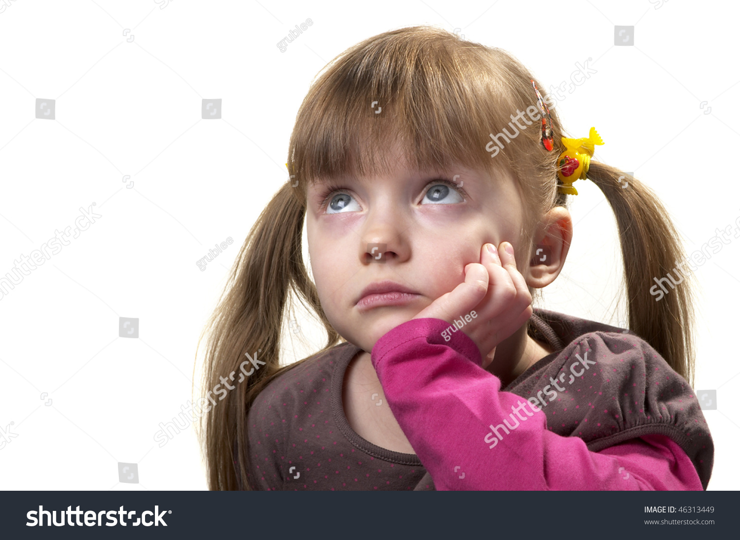 Sad Little Girl Looking Isolated Over Stock Photo 46313449 | Shutterstock