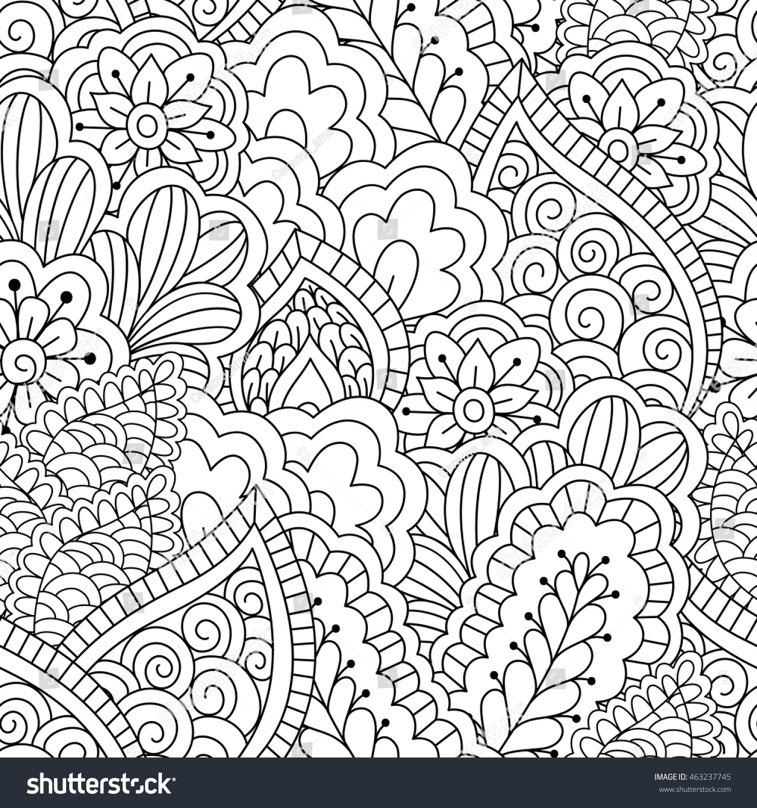 Seamless Black White Background Floral Ethnic Stock Vector (Royalty ...