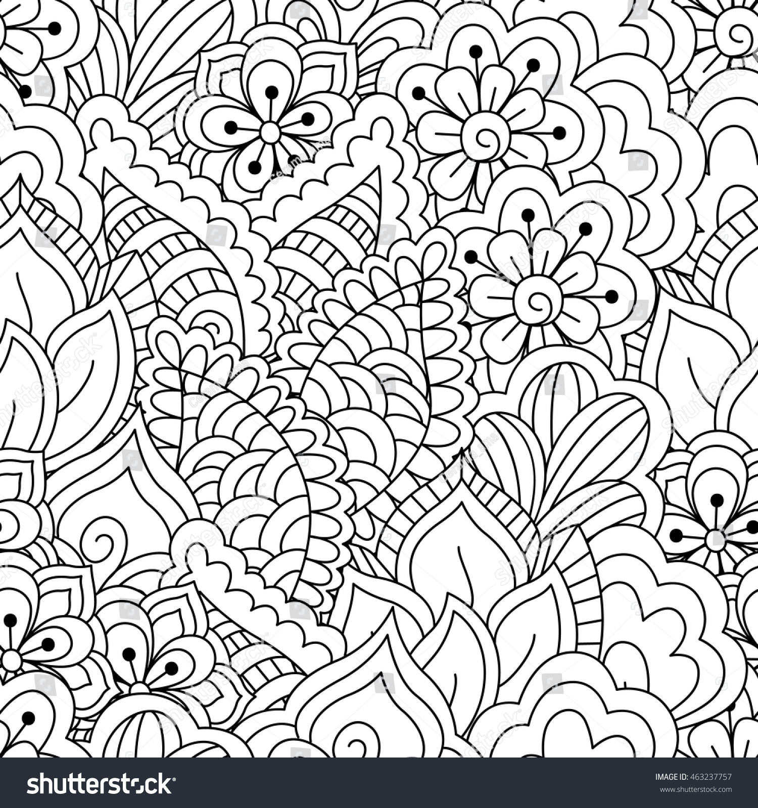 Seamless Black White Background Floral Ethnic Stock Vector (Royalty ...