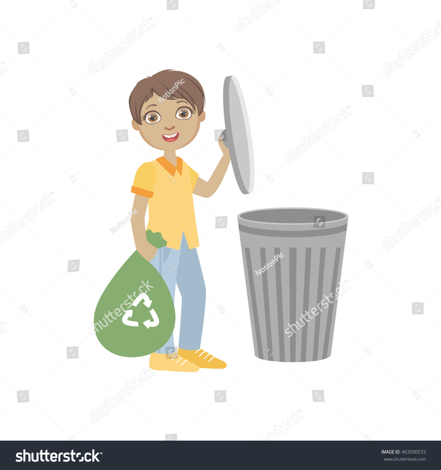 Boy Taking Out Recycling Garbage Bag Stock Vector (Royalty Free ...