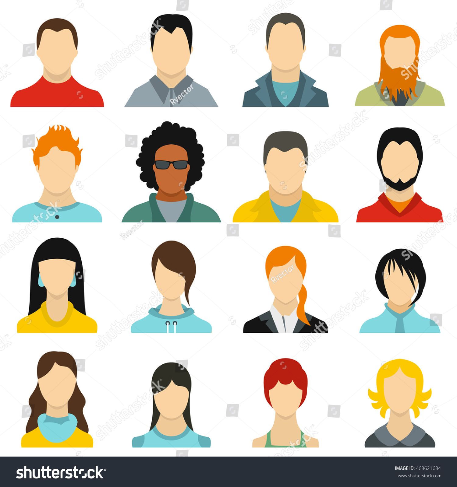 Young People Faces Portrait Icons Set Stock Vector (Royalty Free ...