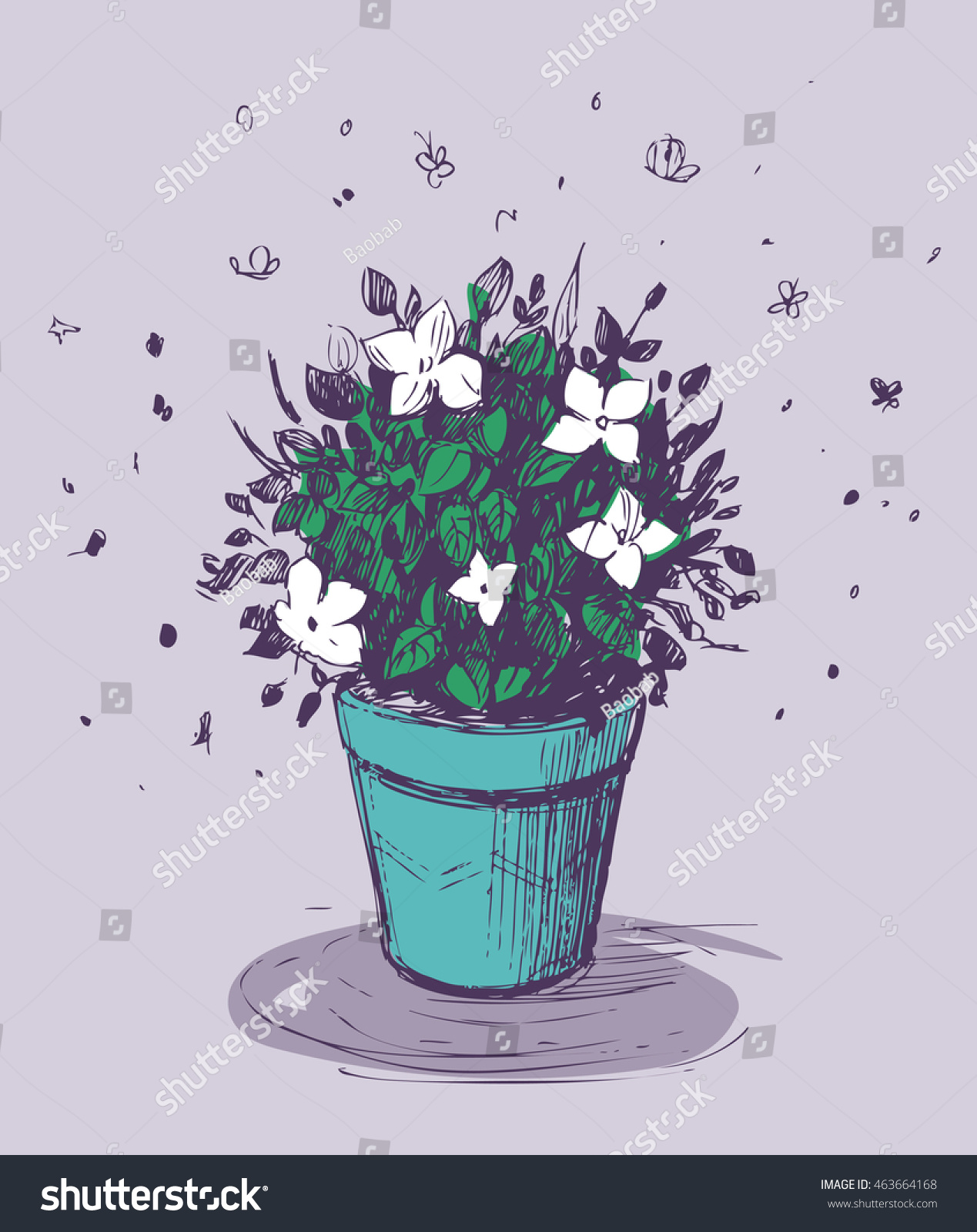 Flower Pot Sketch Vector Illustration Stock Vector (Royalty Free