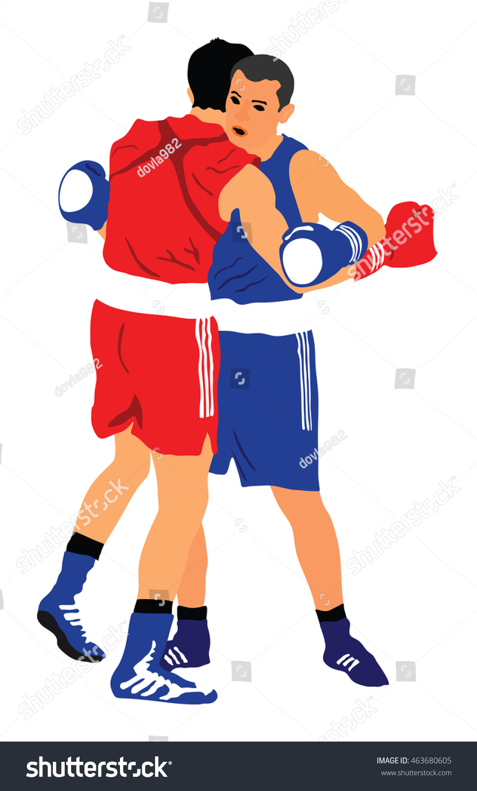 Two Boxers Ring Vector Silhouette Illustration Stock Vector (Royalty ...