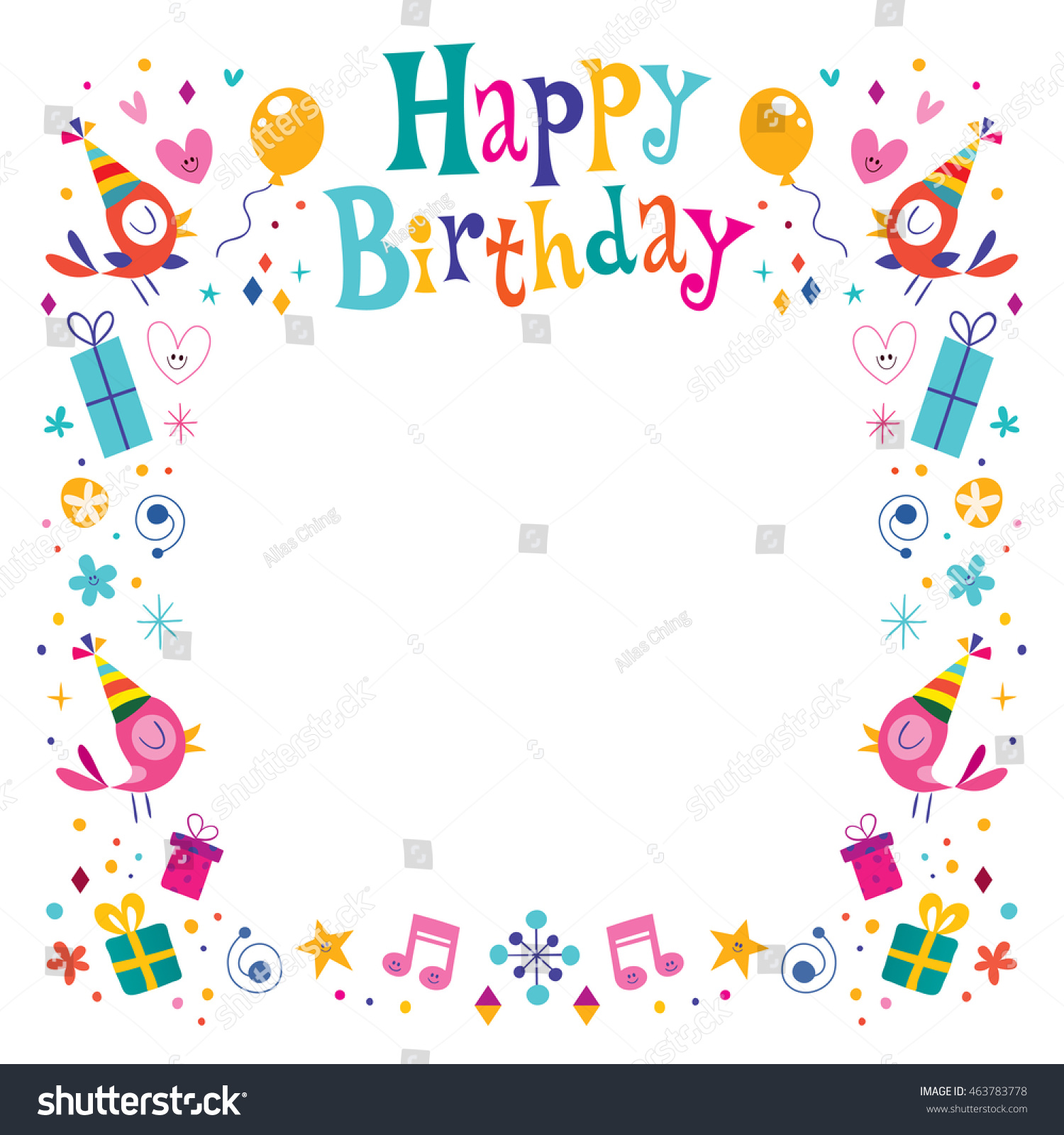 Happy Birthday Decorative Border Frame Stock Vector (Royalty Free) 46378377...