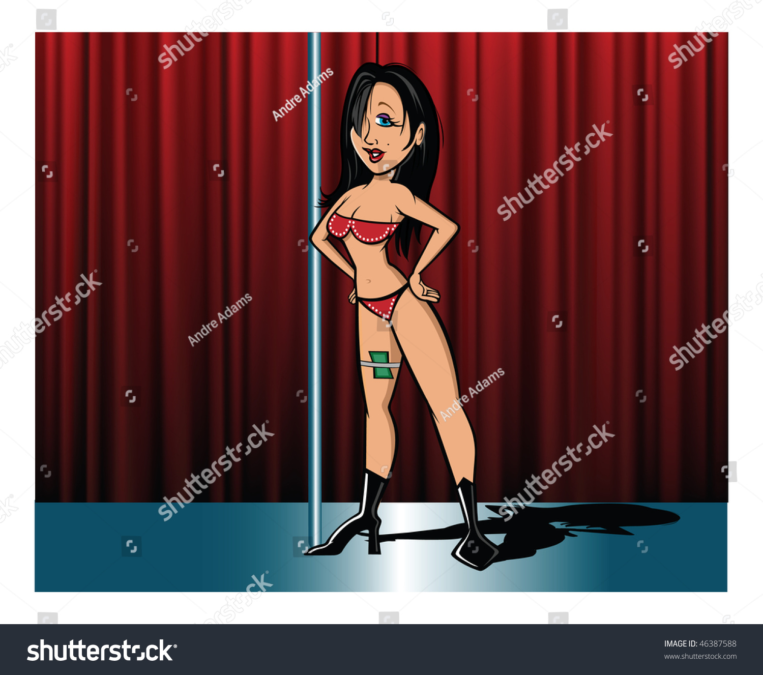 Cartoon Vector Illustration Female Stripper Pole Stock Vector (Royalty