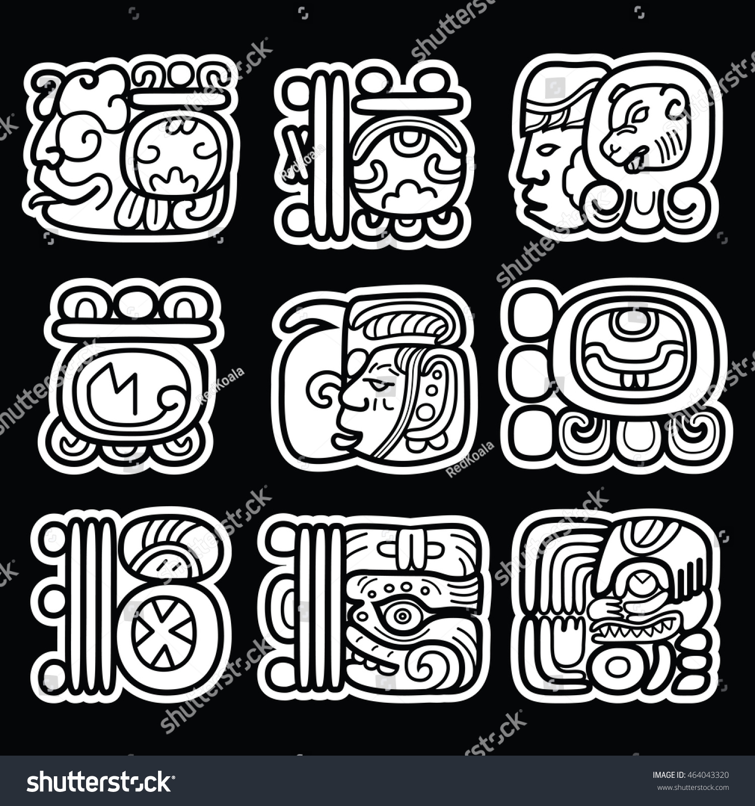 Maya Glyphs Writing System Languge Vector Stock Vector (Royalty Free ...