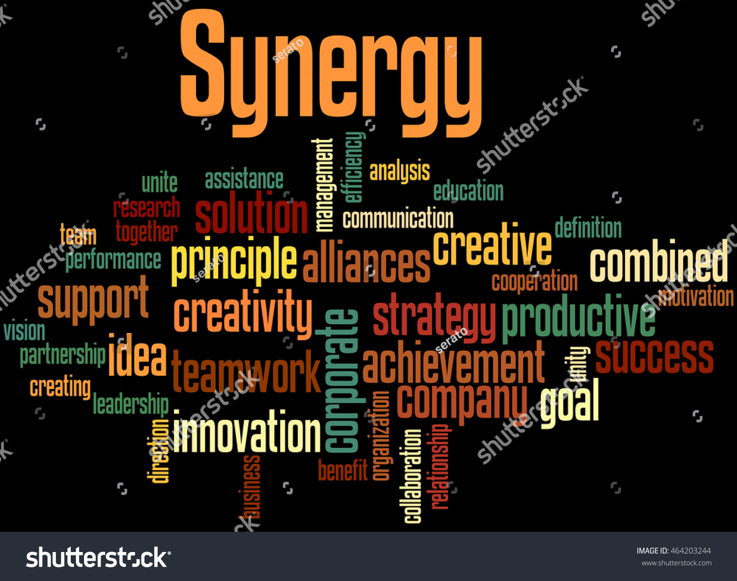 Synergy Word Cloud Concept On Black Stock Illustration 464203244 ...