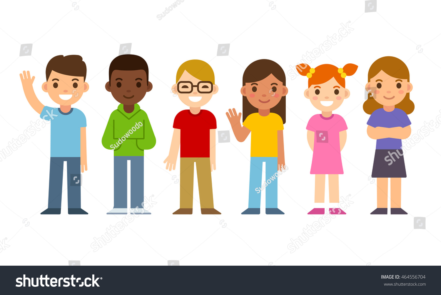 Set Diverse Cartoon Children Flat Design Stock Illustration 464556704 ...