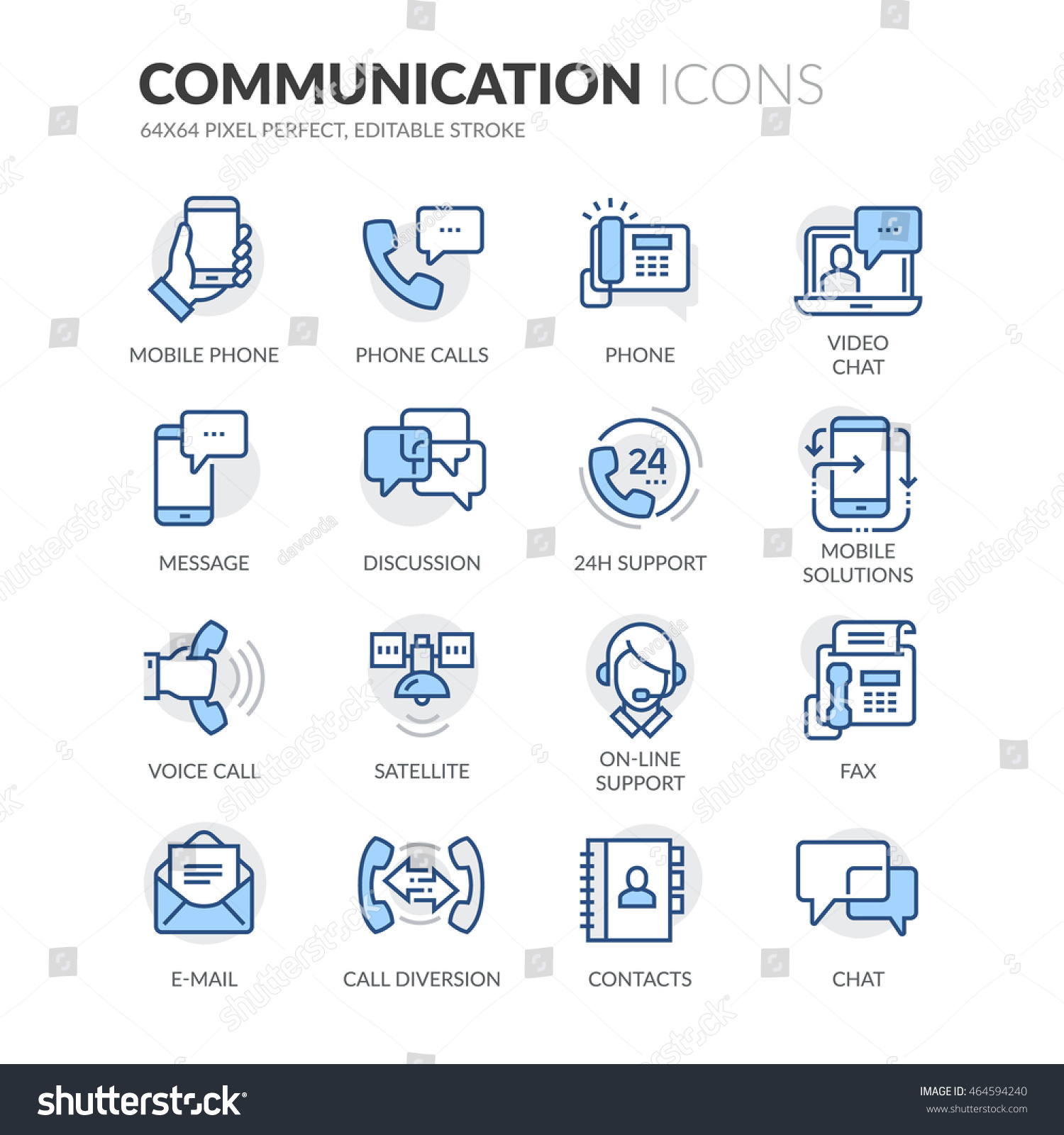 Simple Set Communication Related Color Vector Stock Vector (Royalty ...