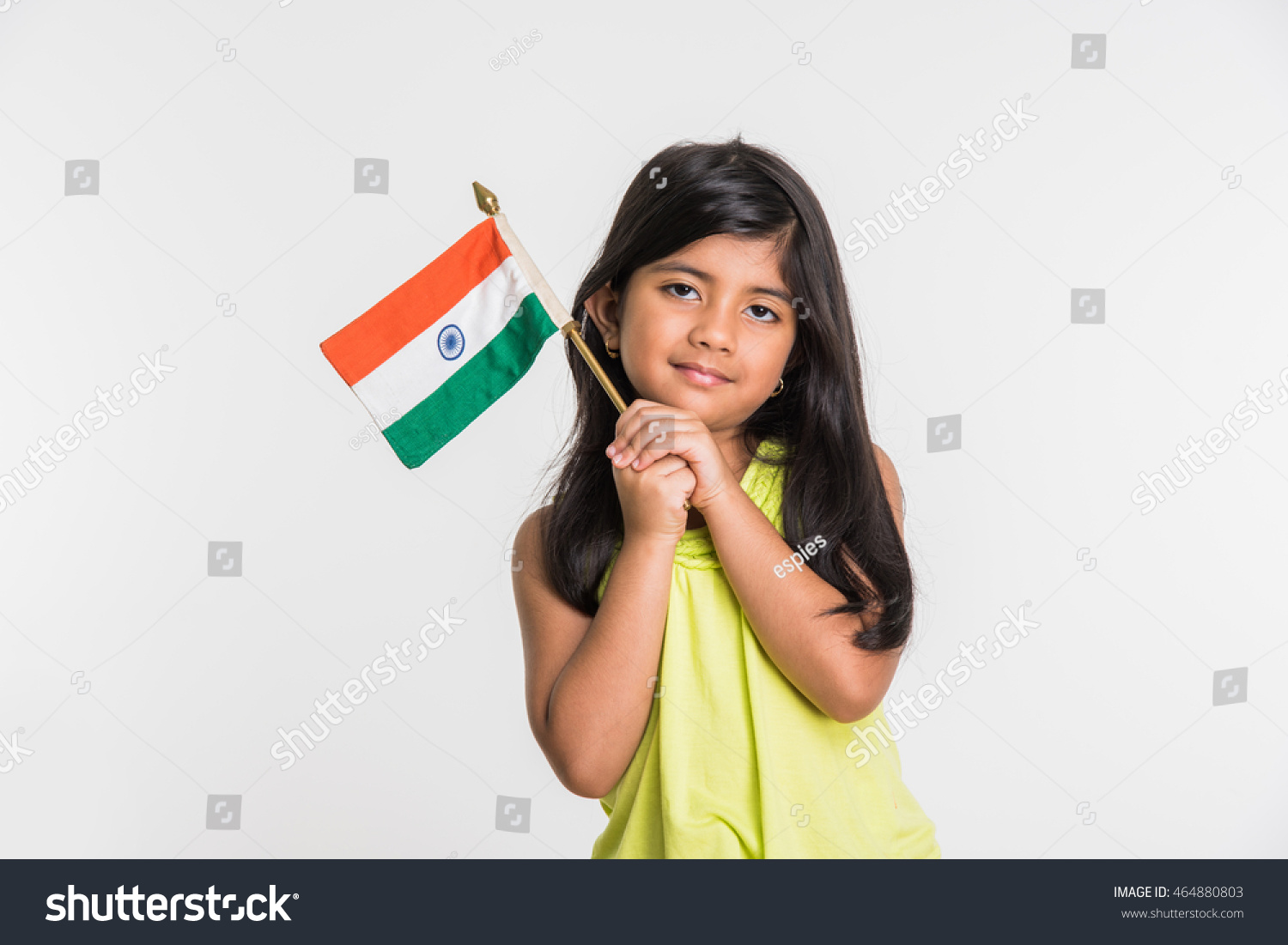 Cute Little Girl Indian National Tricolour Stock Photo 464880803 ...