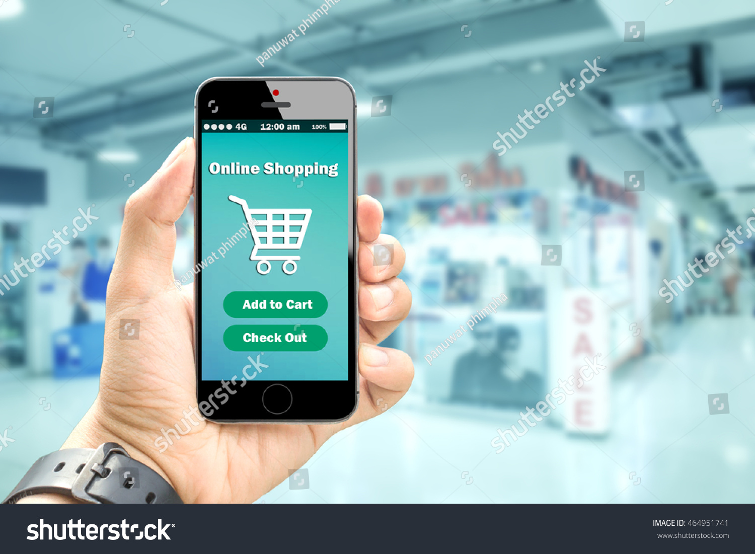 Hand Holding Online Shopping On Smartphone Stock Photo 464951741 ...