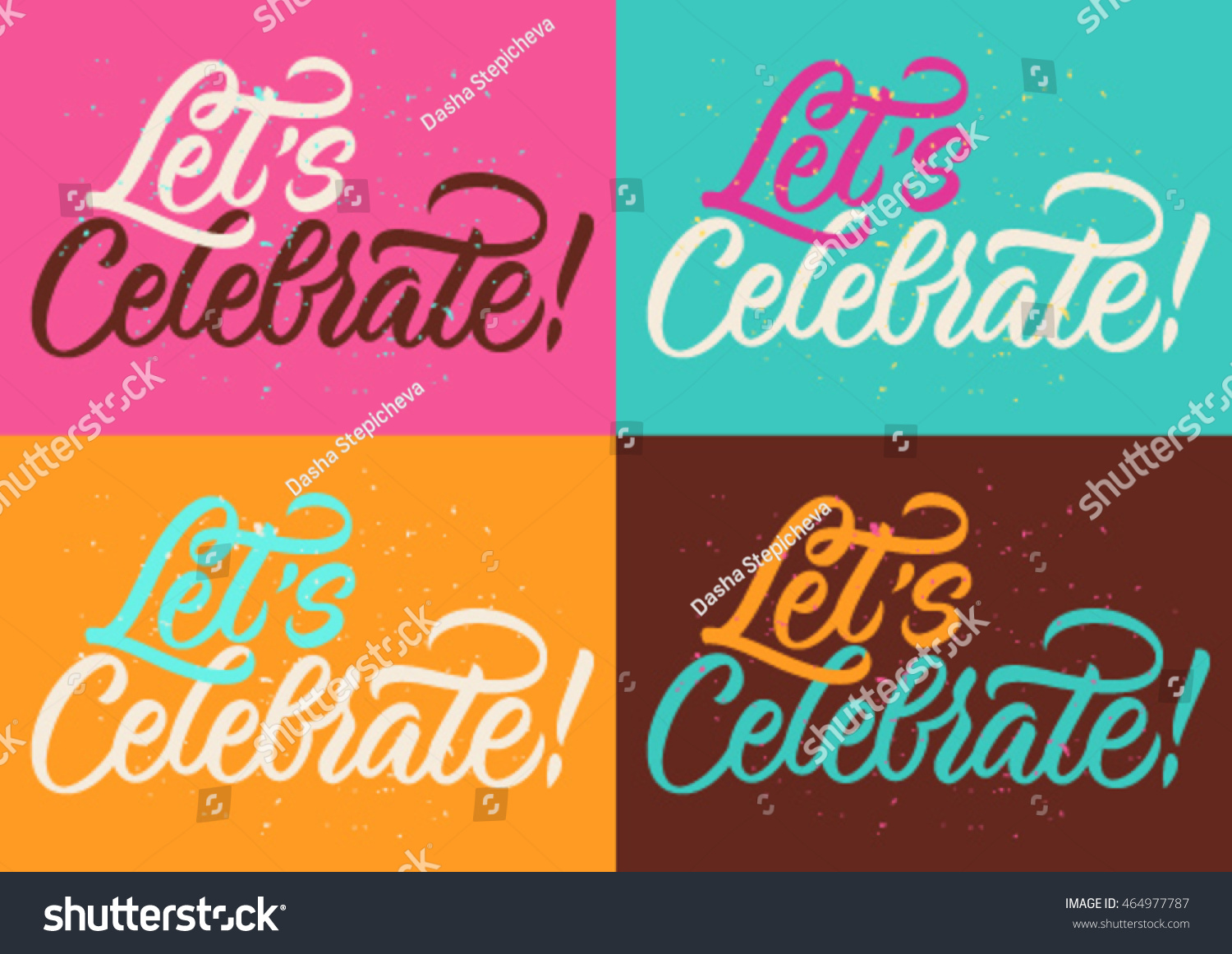 Lets Celebrate Handwritten Text Modern Calligraphy Stock Vector