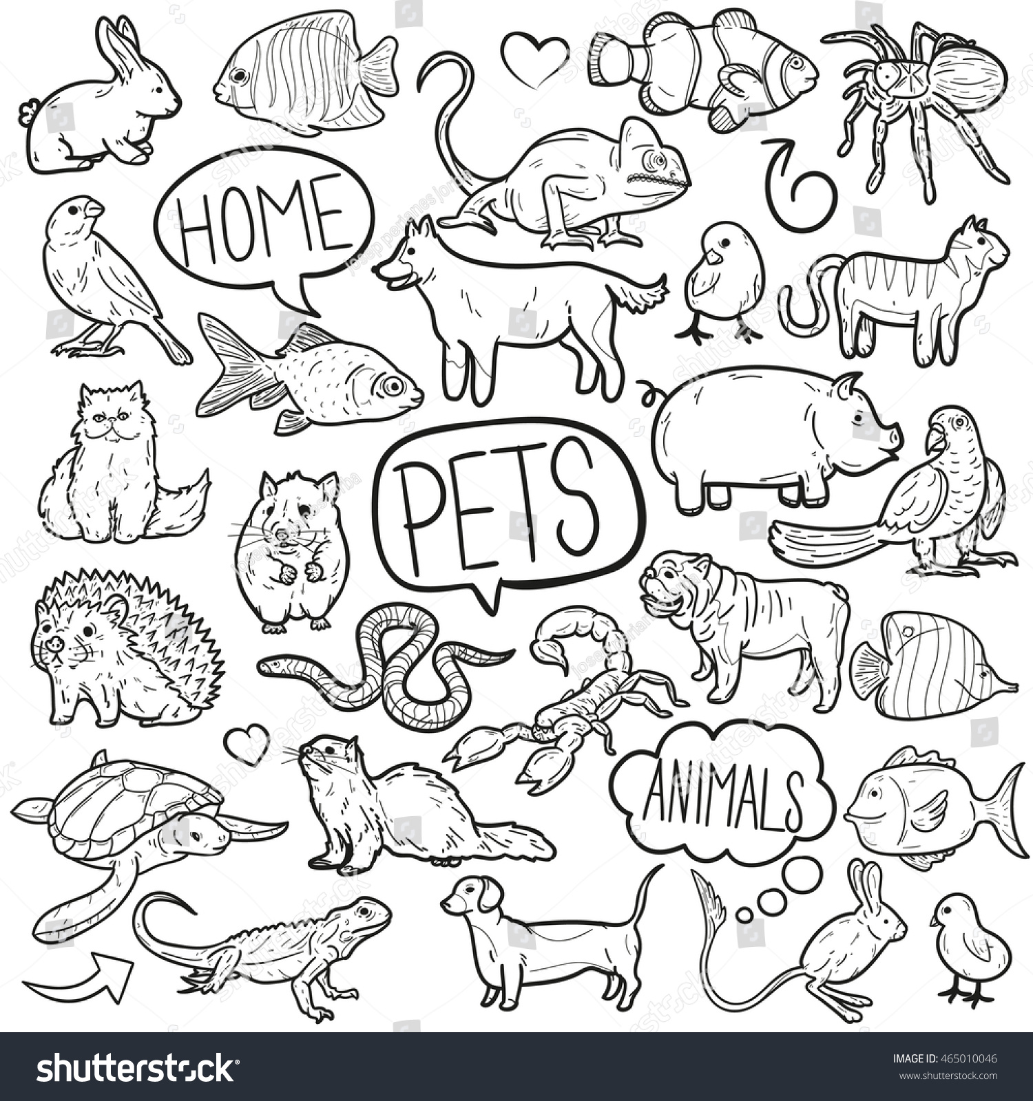 Pet Animals House Doodle Icons Hand Stock Vector (royalty Free 