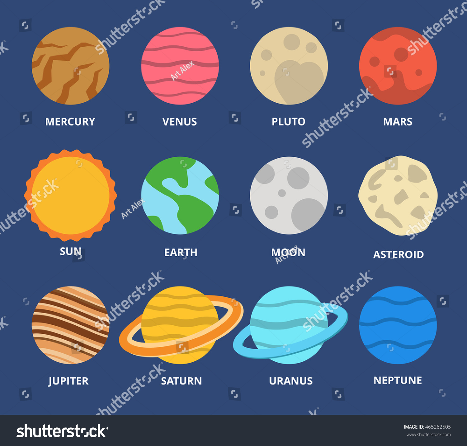 Planet Icon Set Planets Names Mercury Stock Vector (Royalty Free ...
