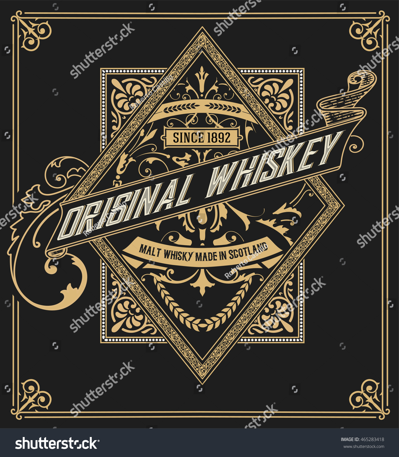 Whiskey Label Old Frames Vector Layered Stock Vector (Royalty Free ...