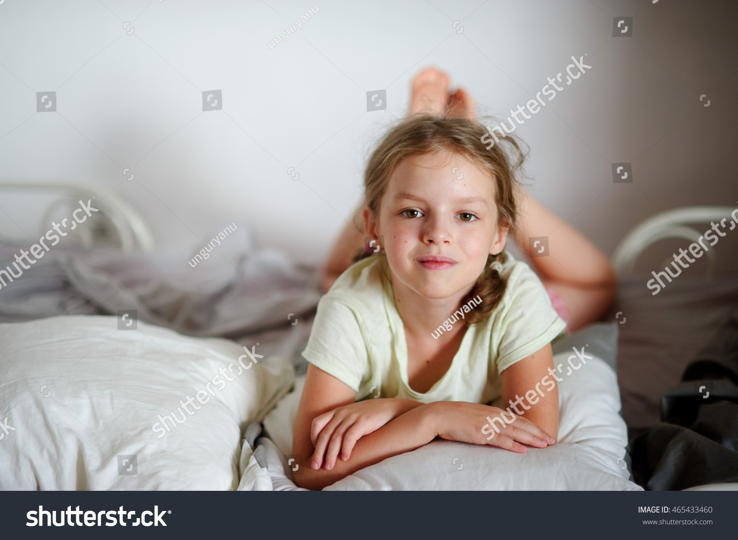 Little Cute Girl Pigtails Lying On Stock Photo 465433460 | Shutterstock