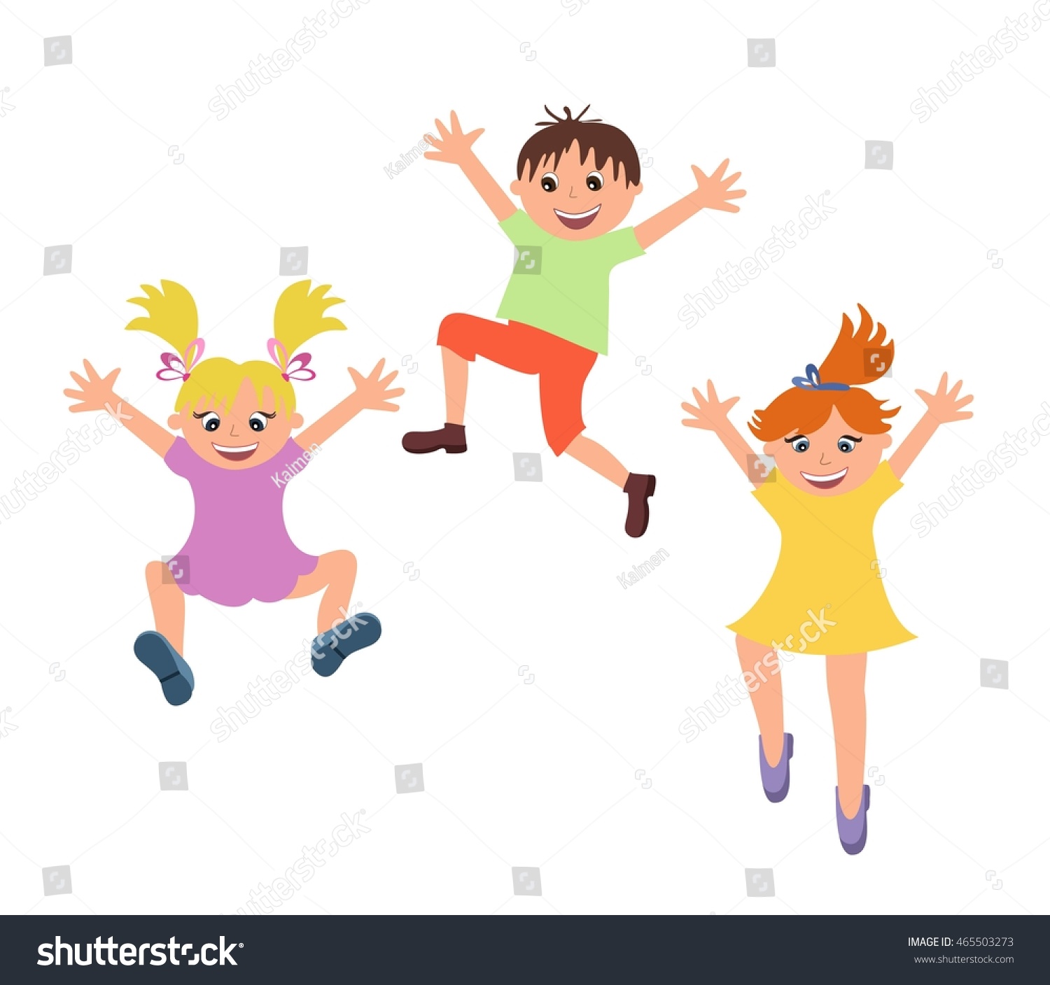 Drawn Cute Children Vector Clipart Happy Stock Vector (Royalty Free ...