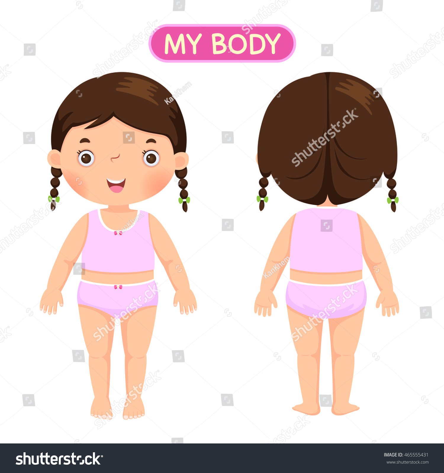 Vector Illustration Girl Showing Parts Body Stock Vector Royalty Free 465555431 Shutterstock