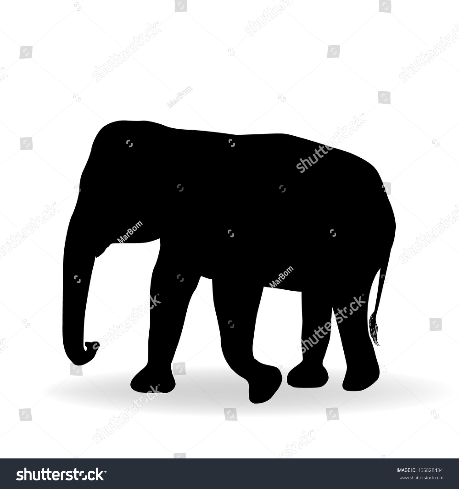 Elephant Silhouette Isolated On White Background Stock Vector (royalty 