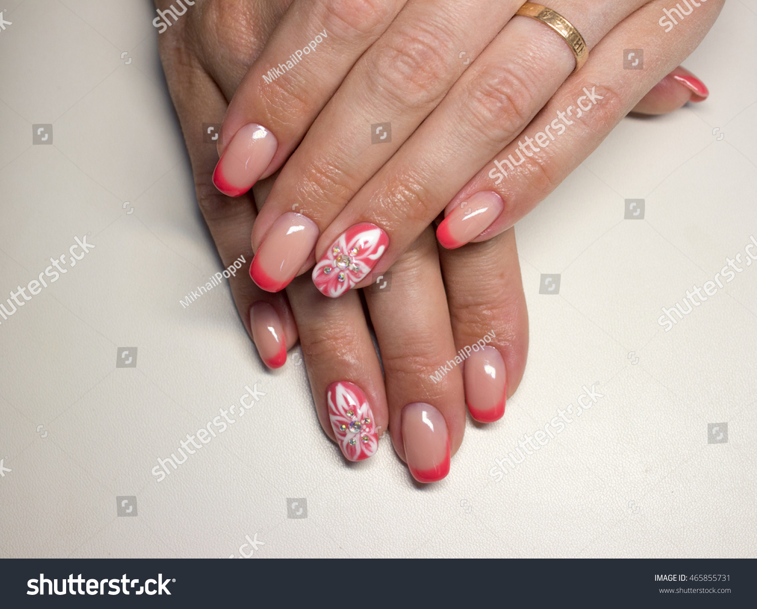 red and white flower nails