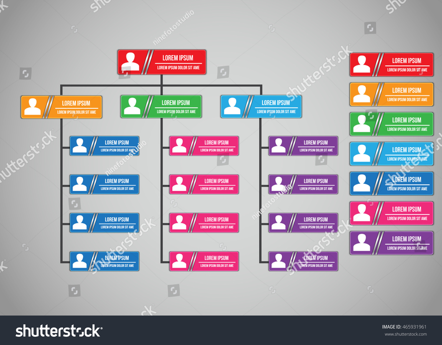 Colorful Rectangle Organization Chart Infographics People Stock Vector ...